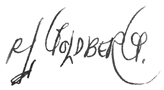 A handwritten signature, possibly from P. Goldberg, exemplifies historical documents related to radio history.