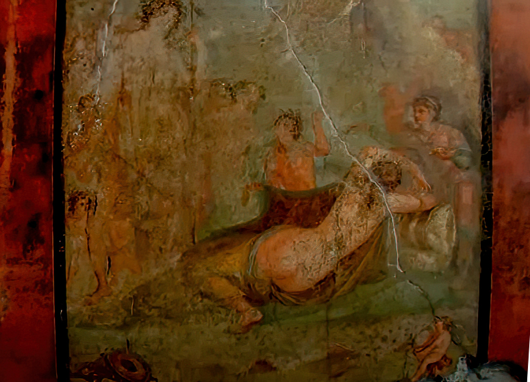 A Roman fresco shows a reclining figure and attendants, illustrating historical art alongside discussions of radio.